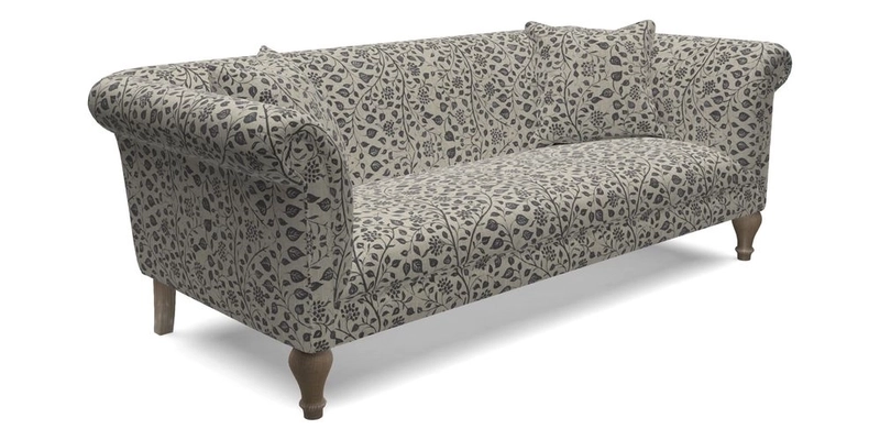Masham 3 Seater Sofa in V&A Threads of India on Linen Paisley Splendour Steel