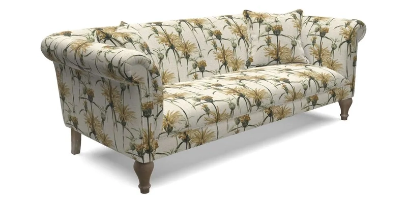 Masham 3 Seater Sofa in Floral Linen Carcassonne Laurel