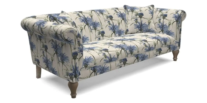 Masham 3 Seater Sofa in Floral Linen Carcassonne Laurel
