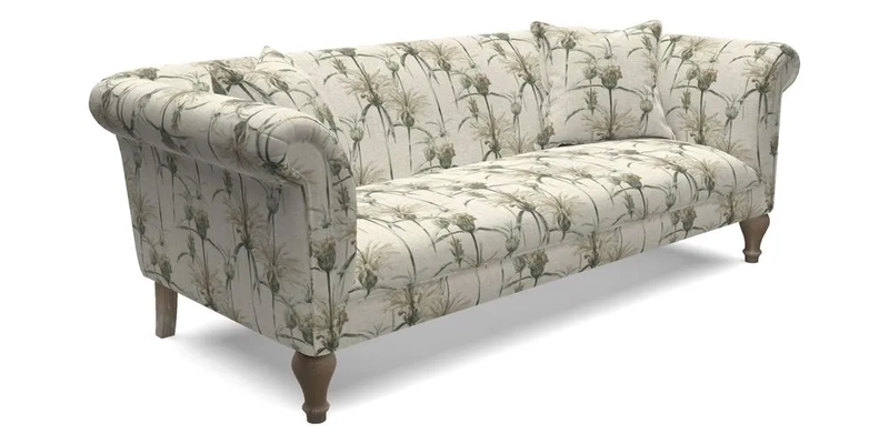 Masham 3 Seater Sofa in Floral Linen Carcassonne Laurel