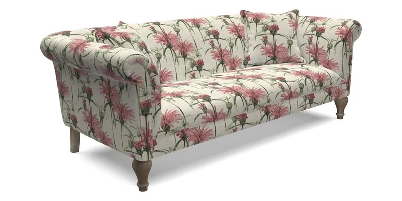 Masham 3 Seater Sofa in Floral Linen Carcassonne Laurel