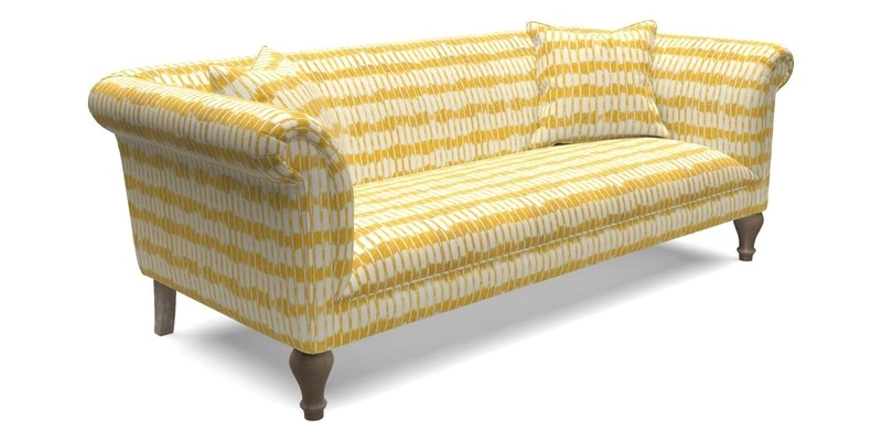 Masham 3 Seater Sofa in Floral Linen Carcassonne Laurel