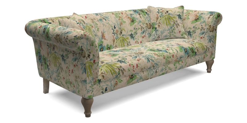 Masham 3 Seater Sofa in Floral Linen Carcassonne Laurel