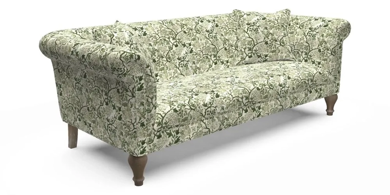 Masham 3 Seater Sofa in Floral Linen Carcassonne Laurel