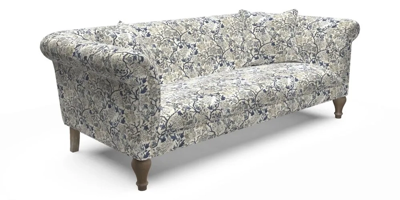 Masham 3 Seater Sofa in Floral Linen Carcassonne Laurel
