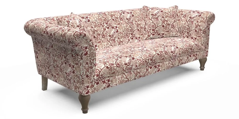 Masham 3 Seater Sofa in Floral Linen Carcassonne Laurel