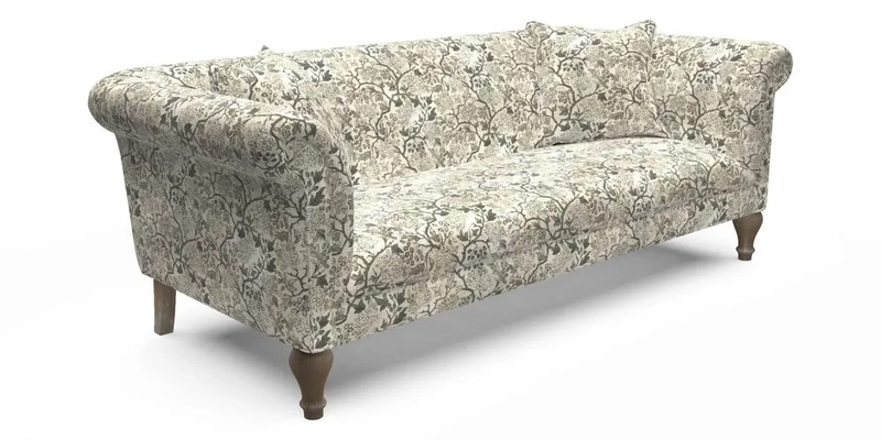 Masham 3 Seater Sofa in Floral Linen Carcassonne Laurel
