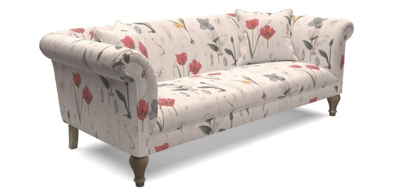 Masham 3 Seater Sofa in V&A Threads of India on Linen Paisley Splendour Steel