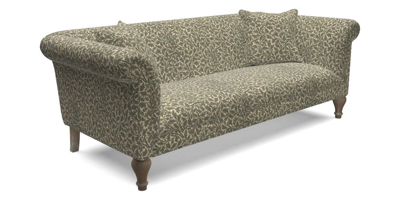 Masham 3 Seater Sofa in Floral Linen Carcassonne Laurel