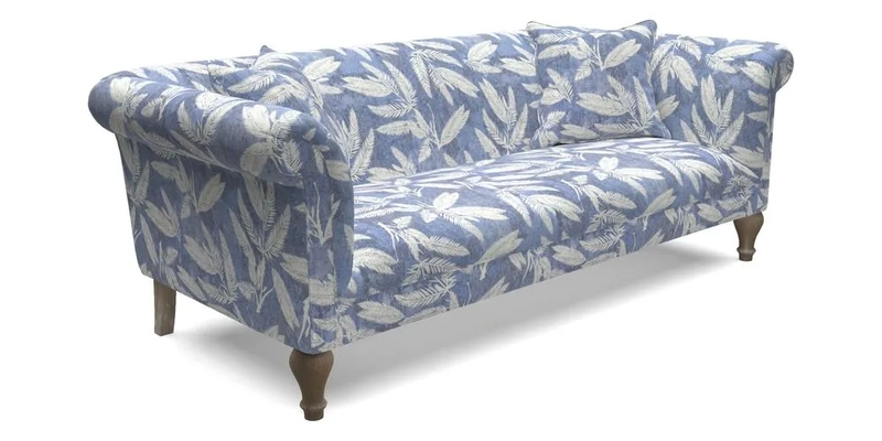 Masham 3 Seater Sofa in V&A Threads of India on Linen Paisley Splendour Steel