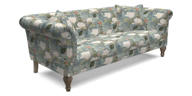Masham 3 Seater Sofa in V&A Threads of India on Linen Paisley Splendour Steel