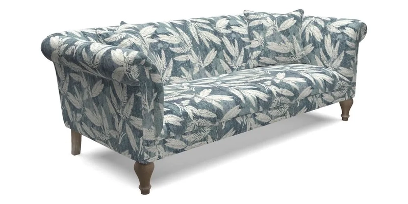 Masham 3 Seater Sofa in V&A Threads of India on Linen Paisley Splendour Steel