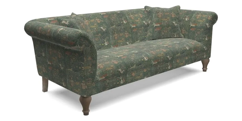 Masham 3 Seater Sofa in V&A Threads of India on Linen Paisley Splendour Steel