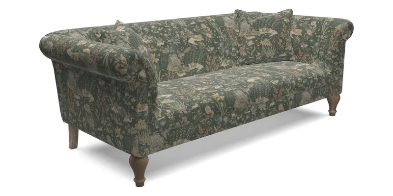 Masham 3 Seater Sofa in V&A Threads of India on Linen Paisley Splendour Steel