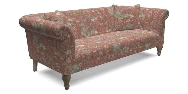 Masham 3 Seater Sofa in V&A Threads of India on Linen Paisley Splendour Steel