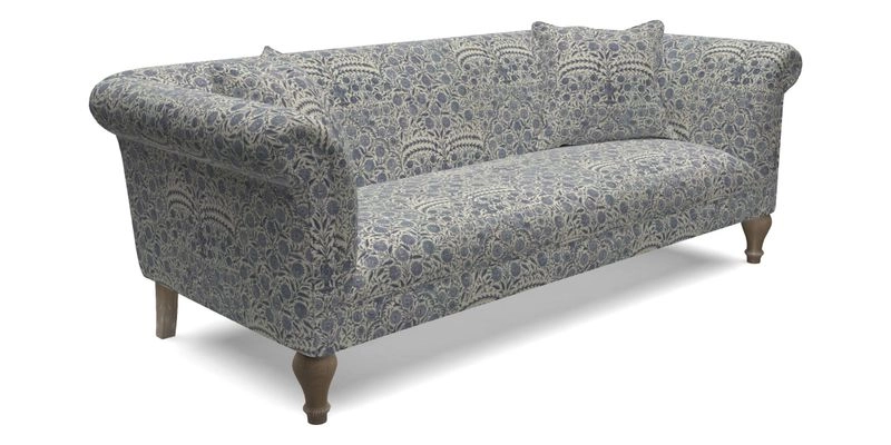 Masham 3 Seater Sofa in V&A Threads of India on Linen Paisley Splendour Steel