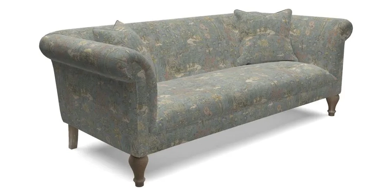 Masham 3 Seater Sofa in Floral Linen Carcassonne Laurel