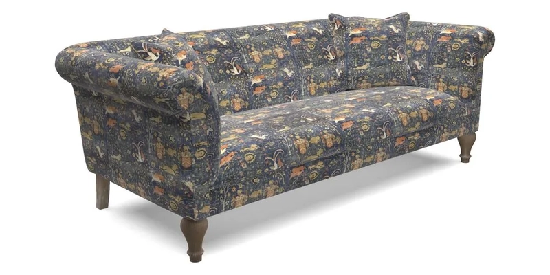Masham 3 Seater Sofa in Floral Linen Carcassonne Laurel