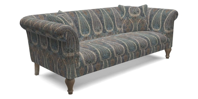 Masham 3 Seater Sofa in Floral Linen Carcassonne Laurel