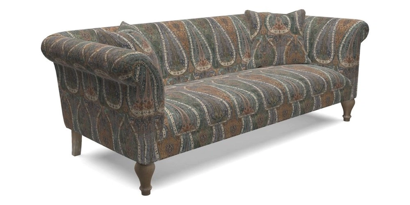 Masham 3 Seater Sofa in Floral Linen Carcassonne Laurel