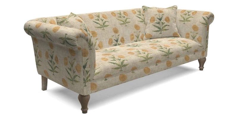 Masham 3 Seater Sofa in Floral Linen Carcassonne Laurel