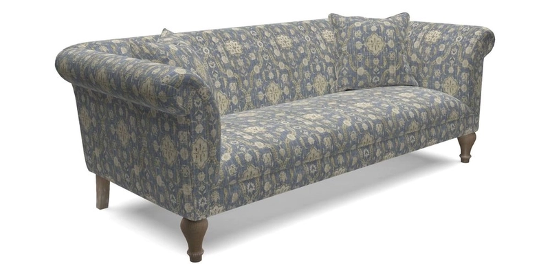 Masham 3 Seater Sofa in V&A Threads of India on Linen Paisley Splendour Steel