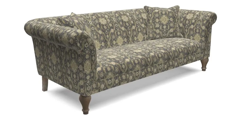 Masham 3 Seater Sofa in Floral Linen Carcassonne Laurel