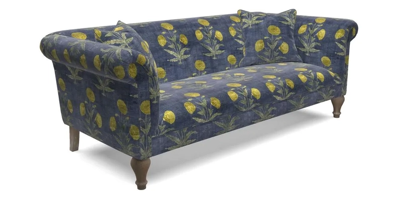 Masham 3 Seater Sofa in V&A Threads of India on Linen Paisley Splendour Steel