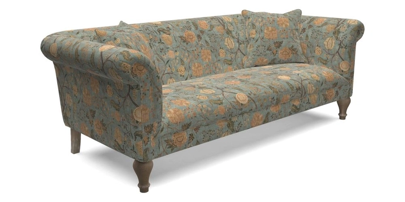 Masham 3 Seater Sofa in V&A Threads of India on Linen Paisley Splendour Steel