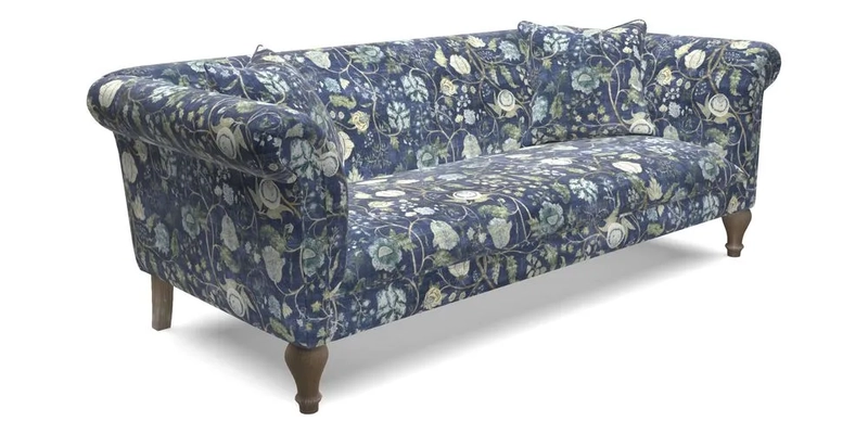 Masham 3 Seater Sofa in Floral Linen Carcassonne Laurel