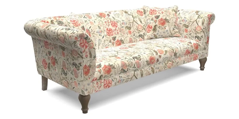 Masham 3 Seater Sofa in Floral Linen Carcassonne Laurel