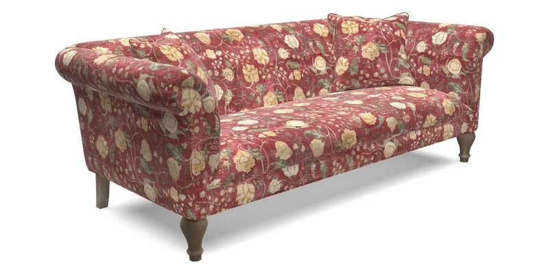 Masham 3 Seater Sofa in Floral Linen Carcassonne Laurel