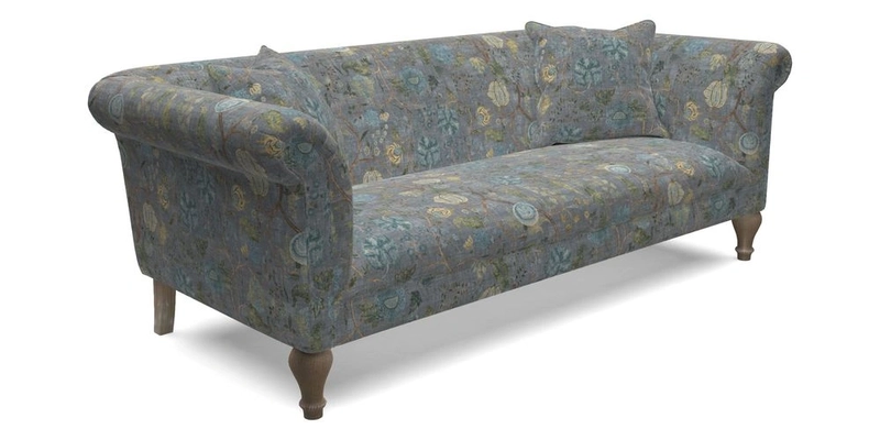 Masham 3 Seater Sofa in Floral Linen Carcassonne Laurel