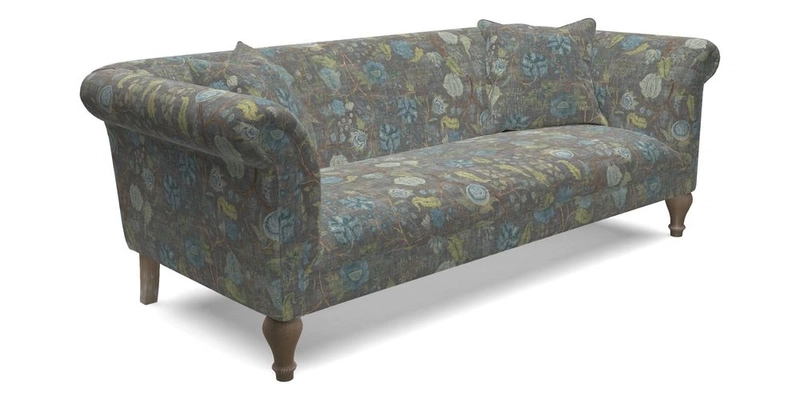 Masham 3 Seater Sofa in Floral Linen Carcassonne Laurel