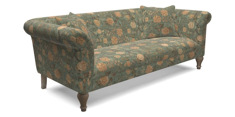 Masham 3 Seater Sofa in Floral Linen Carcassonne Laurel