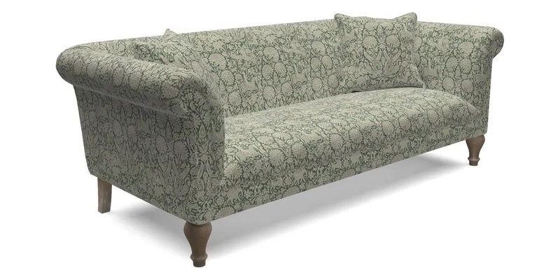 Masham 3 Seater Sofa in Floral Linen Carcassonne Laurel