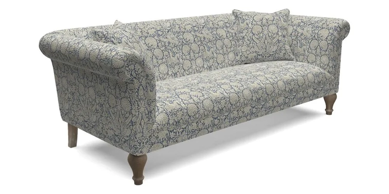 Masham 3 Seater Sofa in Floral Linen Carcassonne Laurel