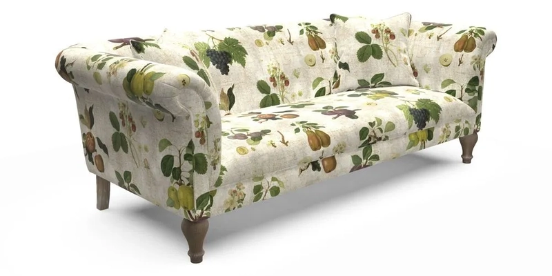 Masham 3 Seater Sofa in Floral Linen Carcassonne Laurel
