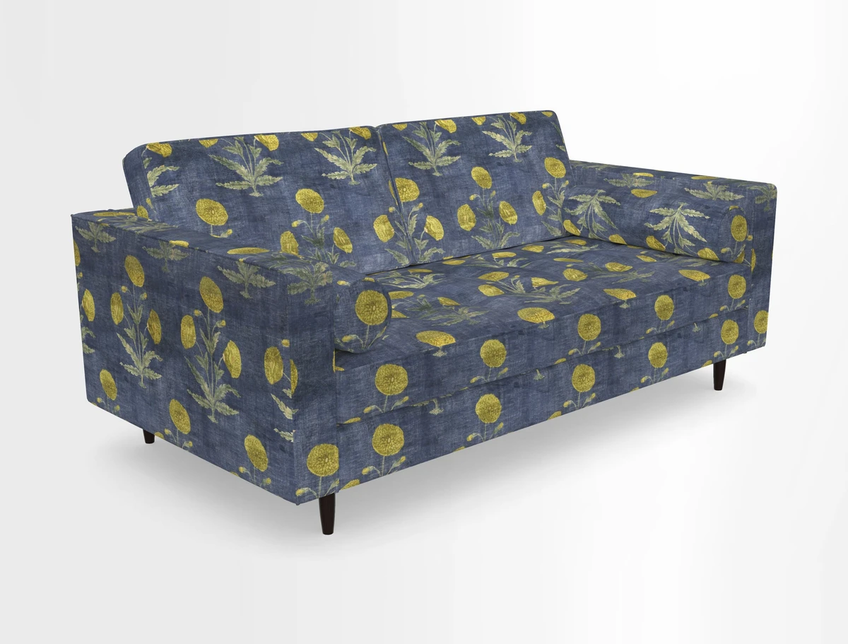 Marylebone 2 Seater Sofa in Clever Tough And Eco Velvet Indigo