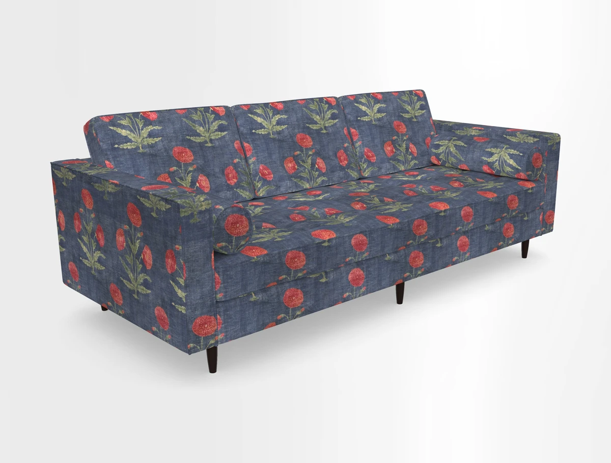Marylebone 3 Seater Sofa in Clever Tough And Eco Velvet Indigo