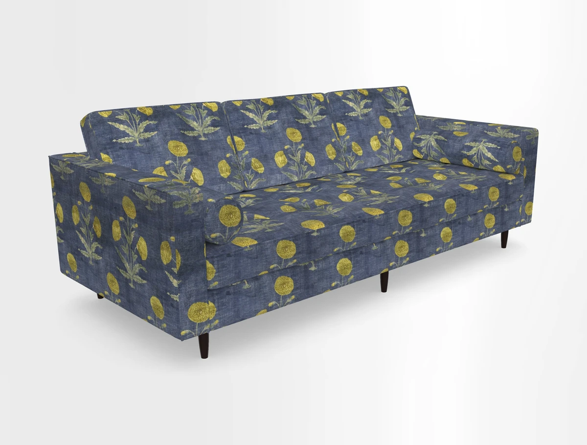Marylebone 3 Seater Sofa in Clever Tough And Eco Velvet Indigo