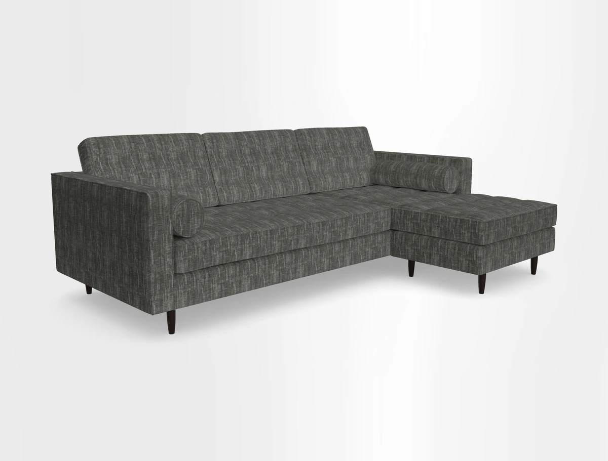 Marylebone LHF Corner Unit in Clever Tough And Eco Velvet Chrome