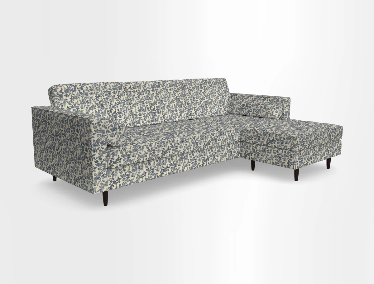 Marylebone LHF Corner Unit in Clever Tough And Eco Velvet Chrome