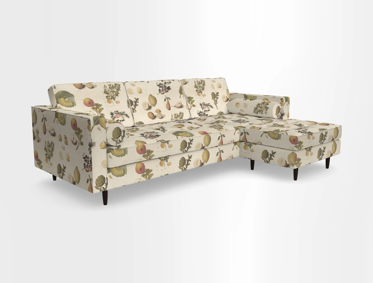 Marylebone LHF Corner Unit in Clever Tough And Eco Velvet Chrome