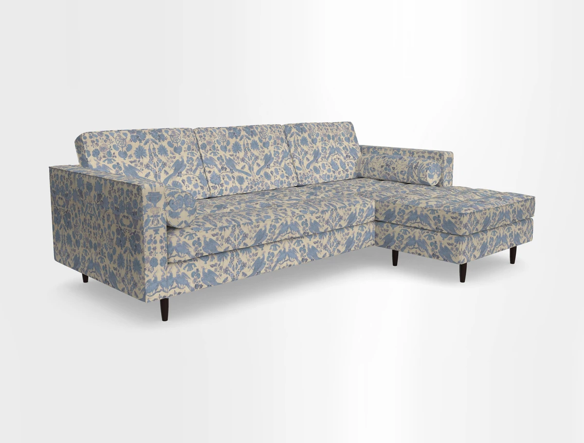 Marylebone LHF Corner Unit in Clever Tough And Eco Velvet Chrome
