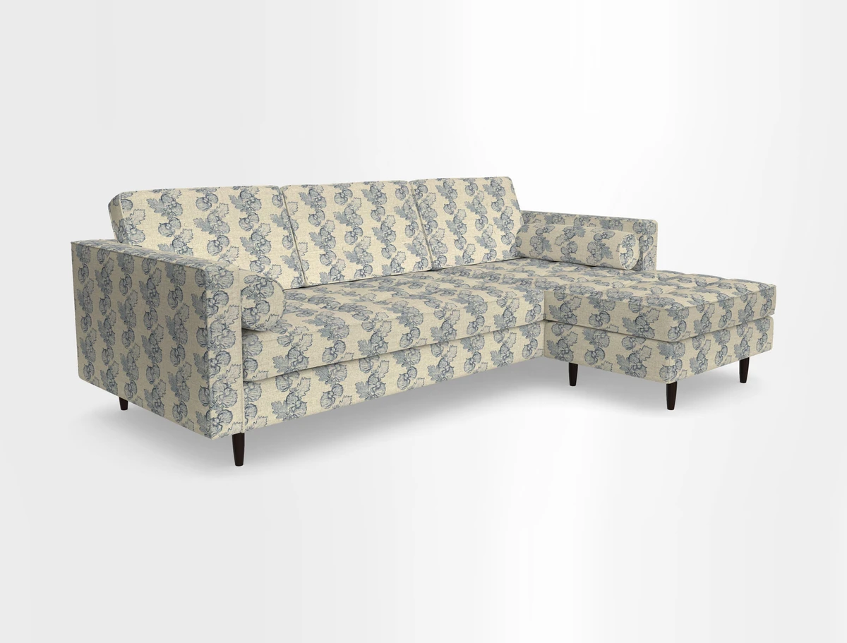 Marylebone LHF Corner Unit in Clever Tough And Eco Velvet Chrome