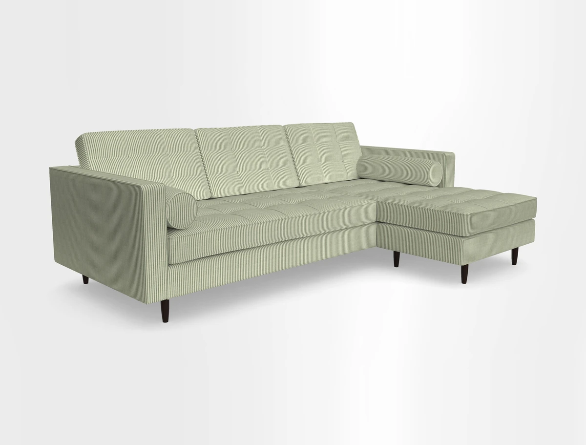 Marylebone LHF Corner Unit in Clever Tough And Eco Velvet Chrome