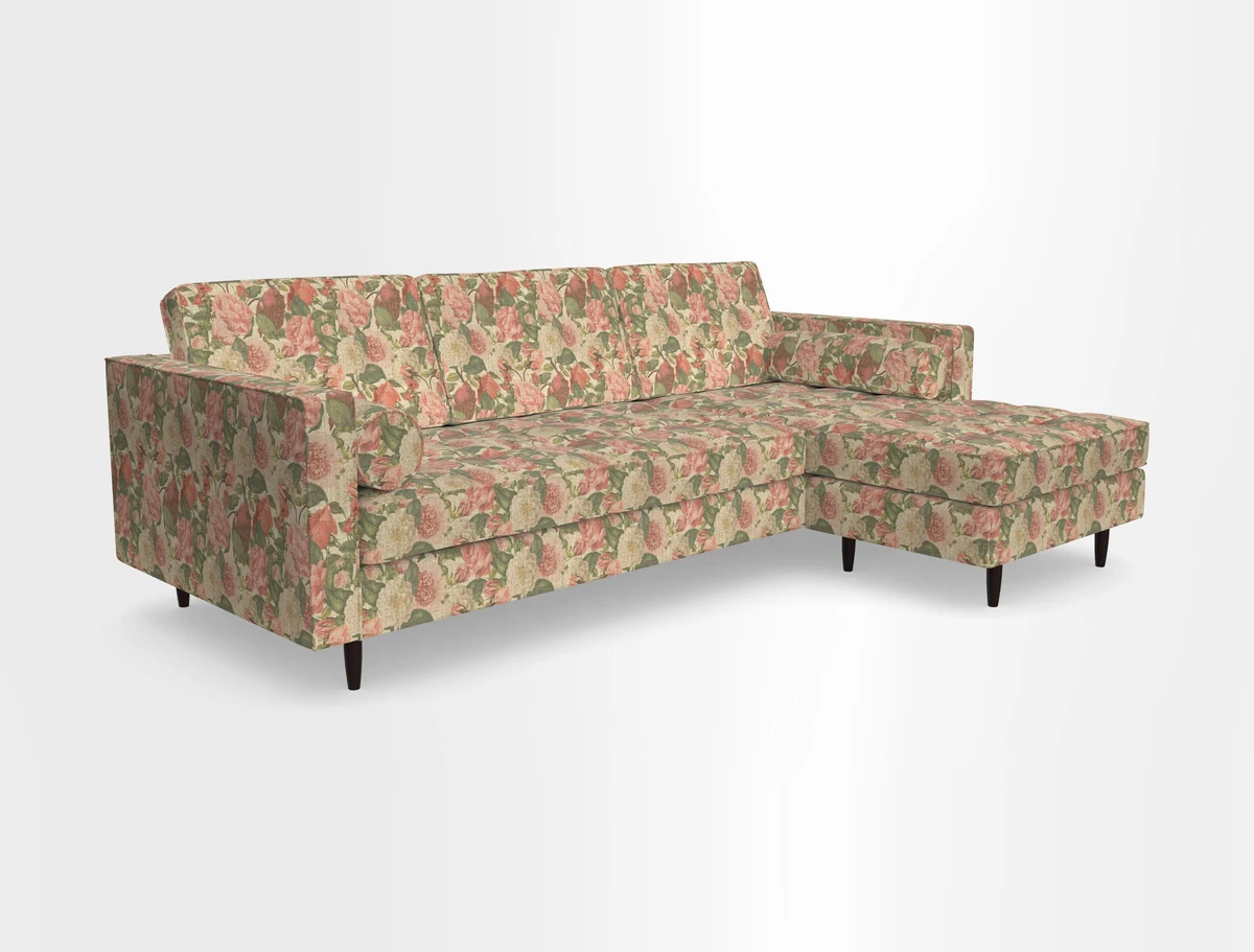 Marylebone LHF Corner Unit in Clever Tough And Eco Velvet Chrome