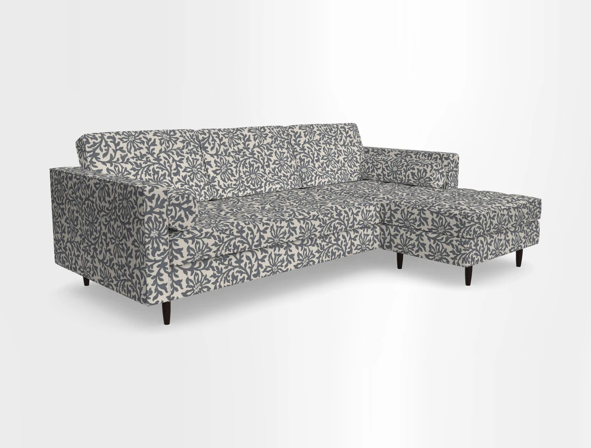 Marylebone LHF Corner Unit in Clever Tough And Eco Velvet Chrome