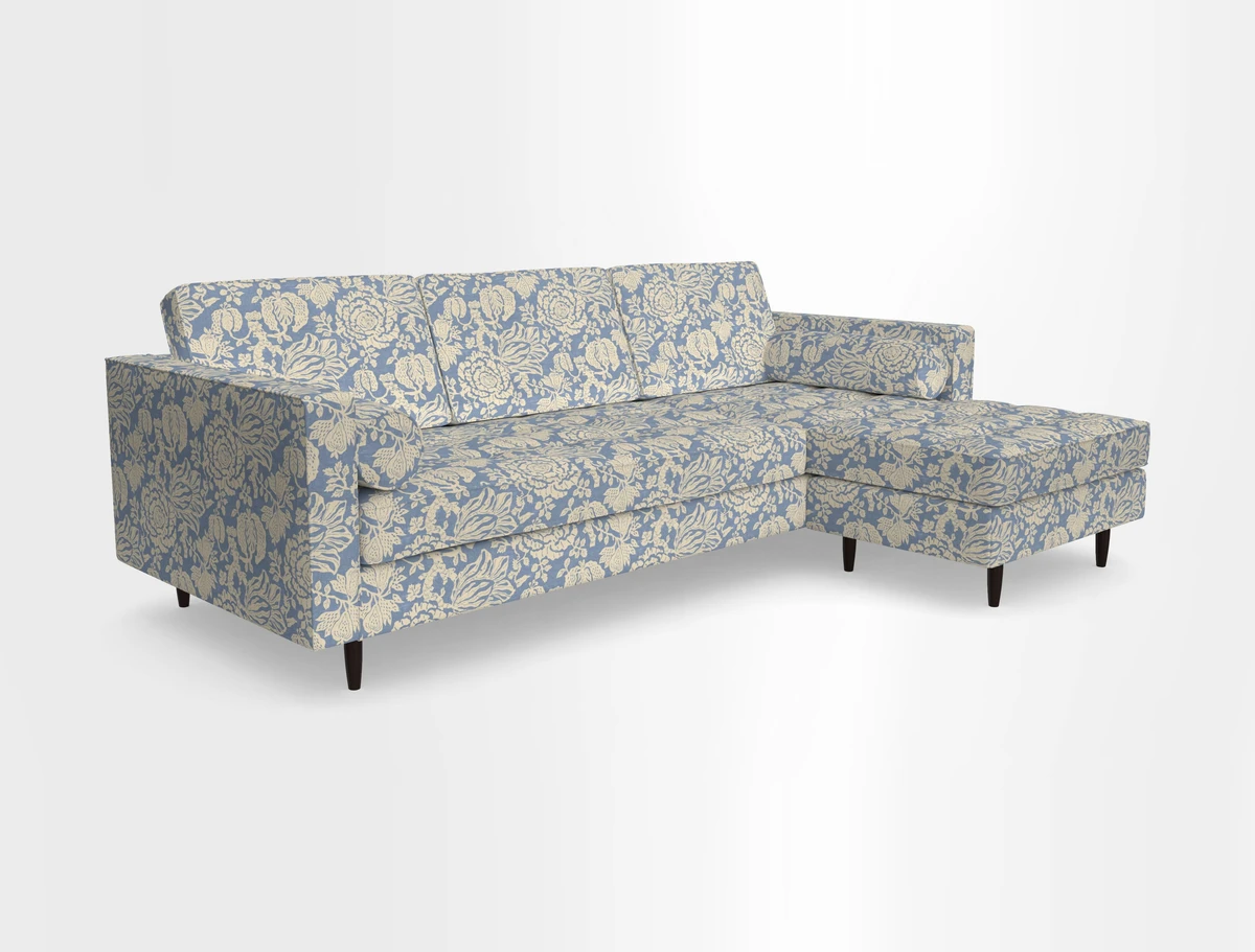 Marylebone LHF Corner Unit in Clever Tough And Eco Velvet Chrome
